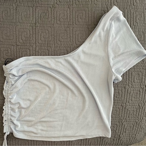 H&M Tops - H&M Light Blue One-Shoulder Crop Top